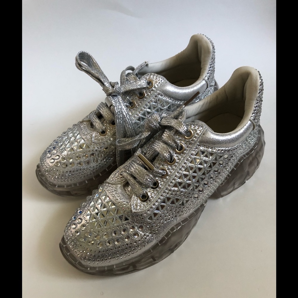 La Sheelah Crystal Silver Shoes Sneakers 6,5